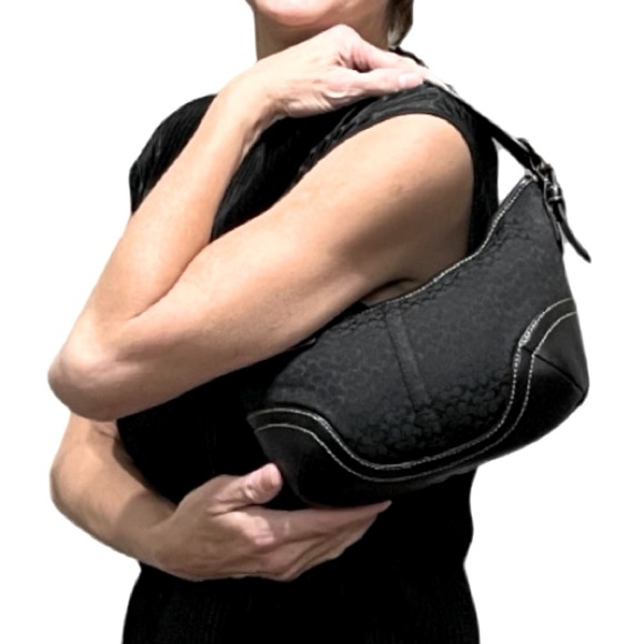 Coach Vintage Soho Leather & Signature Jacquard Mini Hobo Shoulder Bag - Picture 3 of 11